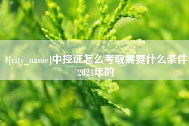 盱眙中控证怎么考取需要什么条件2024年的